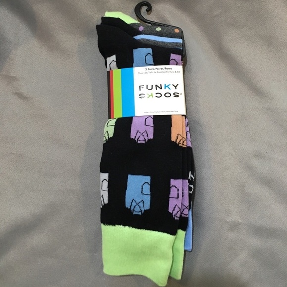 Funky Socks Other - NWT Funky Socks 3 Pack Shirt Design Socks